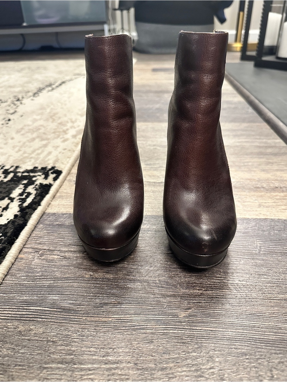Vince Camuto Dark Brown Leather Platform Ankle Boots